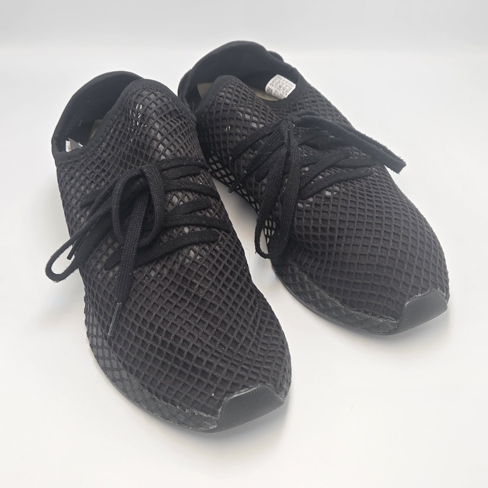 Adidas Mens Deerupt Triple Black Fish Net Running Shoes Size 13 Deerupit
